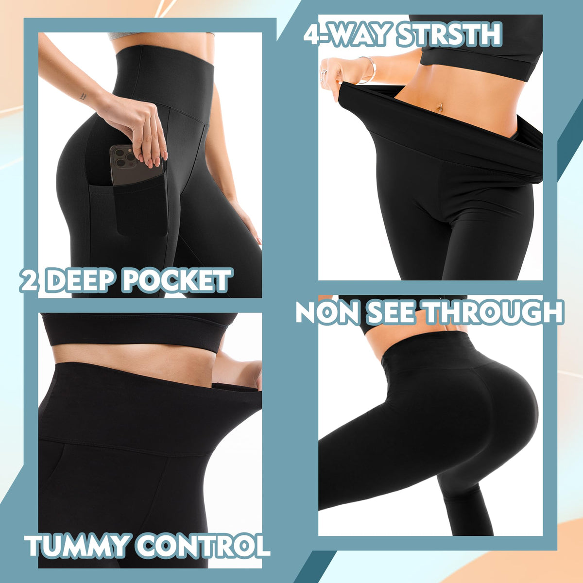 SINOPHANT Womens Leggings with Pockets High Waisted