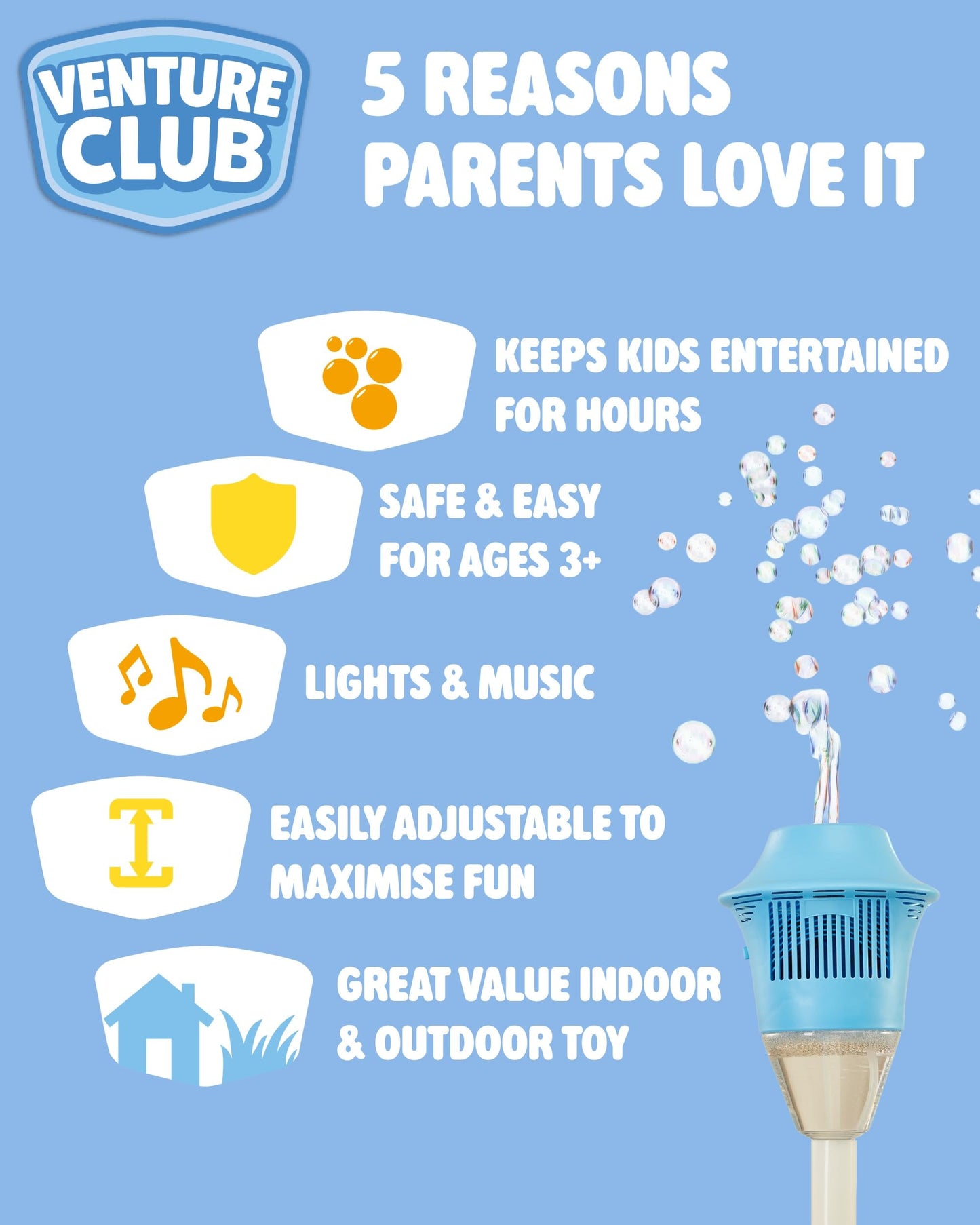 Venture Club Bubble Machine Lantern - Automatic Bubble Maker - Bubbles for Kids & Toddlers, Garden Toys & Games for Outdoor Play, Party & Active Fun - Free Standing, Easy Setup, Children Aged 3+