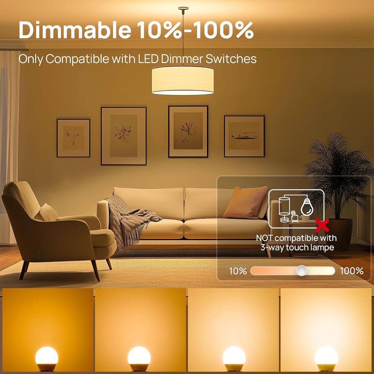 Linkind E27 LED Bulb Dimmable Edison Screw Light, 13W to Replace 100W Bulb, Warm White(2700K) 1521LM A60 Light Bulb, ERP, CE Certified, Frosted, Pack of 3