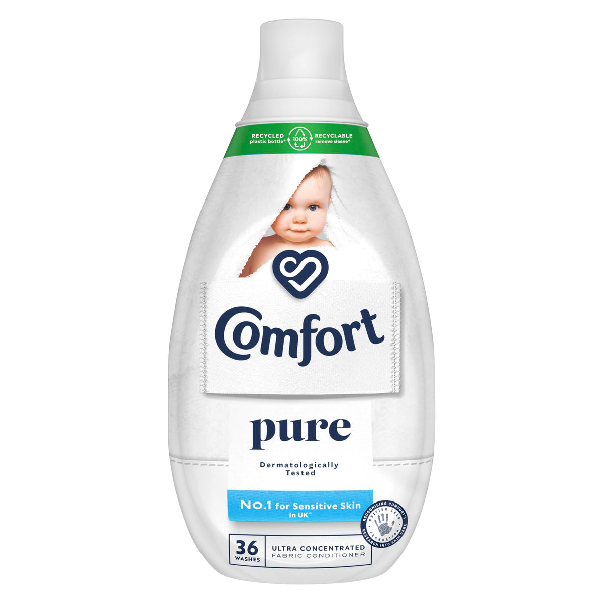 Comfort Pure Sensitive Fabric Conditioner dermatologically tested gentle next to sensitive skin 160 washes (4.8 L)