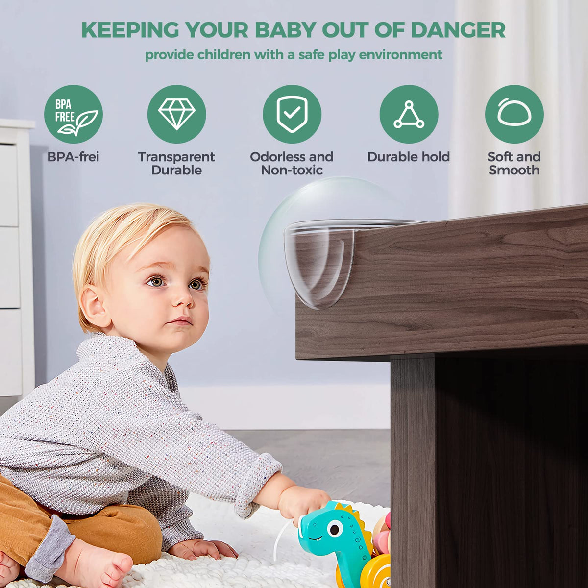 Peakally Corner Protectors for Baby Pack of 12, Thick Table Furniture Edge Protectors for Kids with Strong Adhesion, Corner Guard & Edge Safety Bumpers Clear - 6 R and 6 L