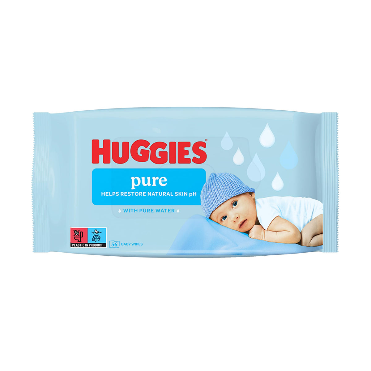 Huggies Pure Plastic Free Baby Wipes - Pack of 12 (576 Wipes) – 99% Water Wet Wipes, Fragrance Free, Hypoallergenic, Better Cleaning, Soft and Gentle on Babies' Delicate Skin