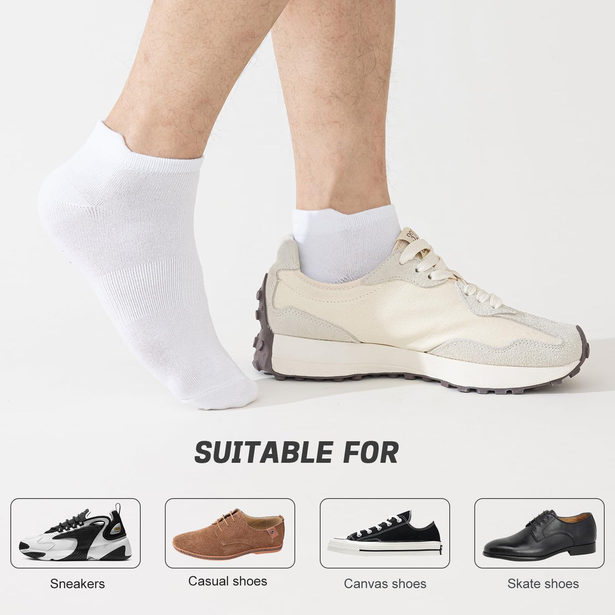 Niorasen Bamboo Trainer Socks for Men & Women, 6 Pairs, Low Cut