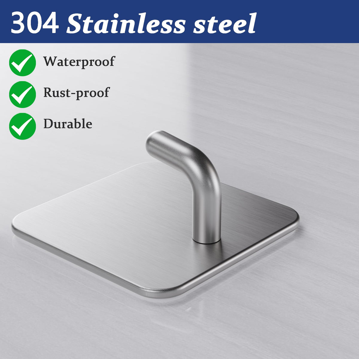 Aikzik 6 Pack Self Adhesive Hooks, Stainless Steel Sticky Hook Heavy Duty, Over 8kg Load - Hooks for Hanging for Towel, Coat, Key, Stick on Bathroom, Kitchen, Door and Wall, Black