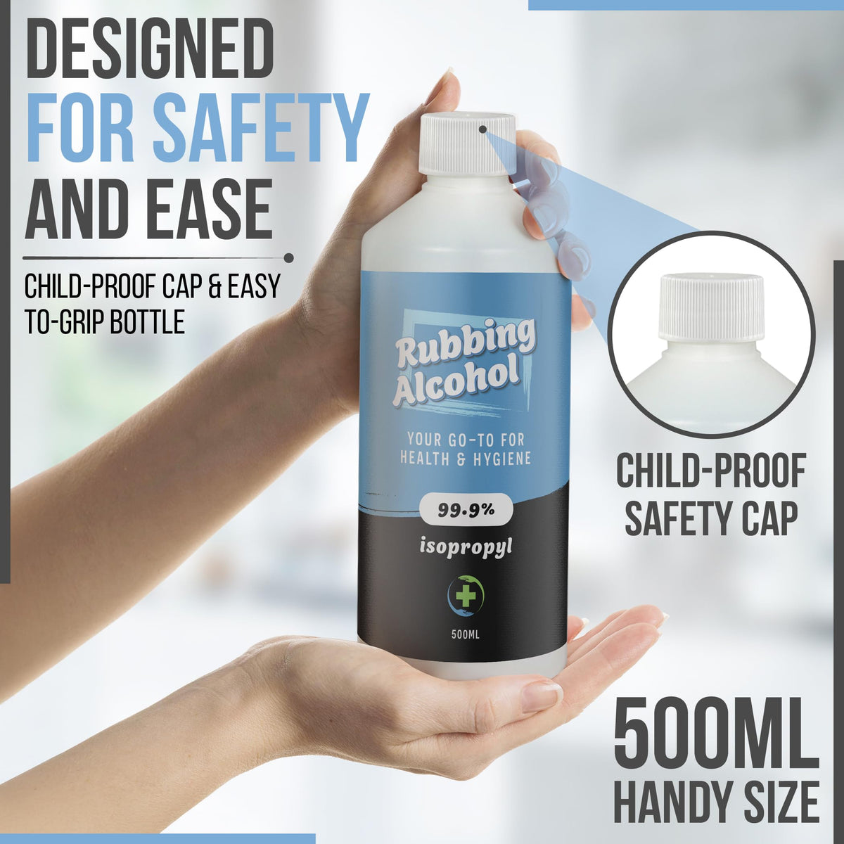 Rubbing Alcohol 1 Litre 99.9% Pure Isopropanol IPA for Cleaning, Disinfecting, Degreaser, Medical Use, Solvent for Electronics, Glass, De-icer, Painting