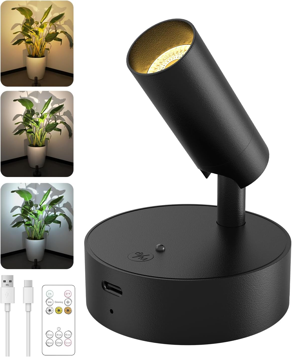 GOODEA Battery Operated Spot Light Indoor with Remote, Up to 30 Days, 3 CCT