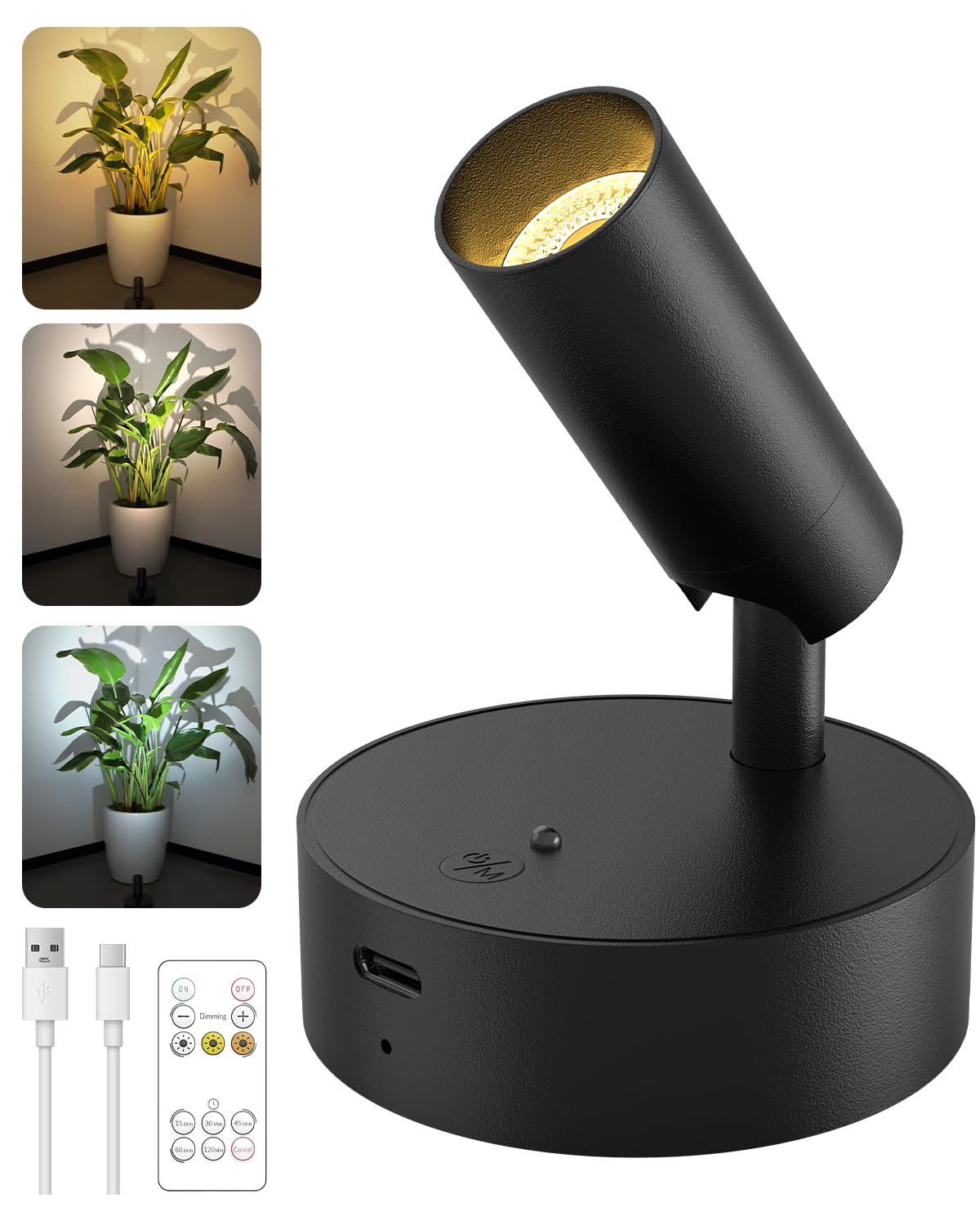 GOODEA Battery Operated Spot Light Indoor with Remote, Up to 30 Days, 3 CCT