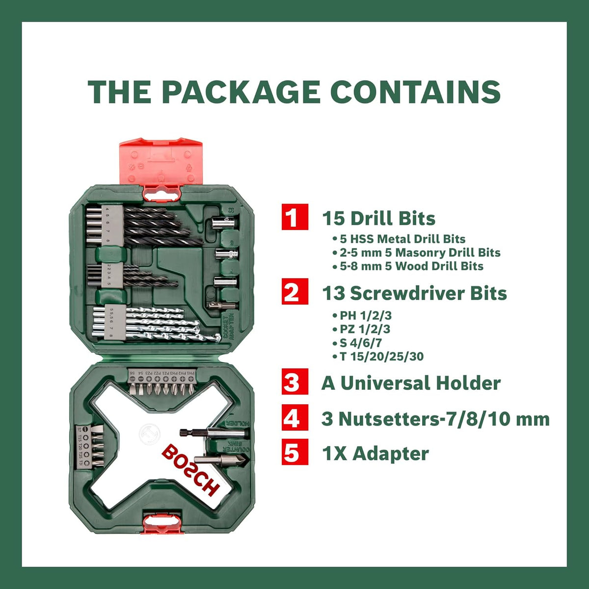 Bosch 34pc. X-Line Drill and Screwdriver Bit Set (for Wood, Masonary and Metal, Accessories Drill and Screwdriver)
