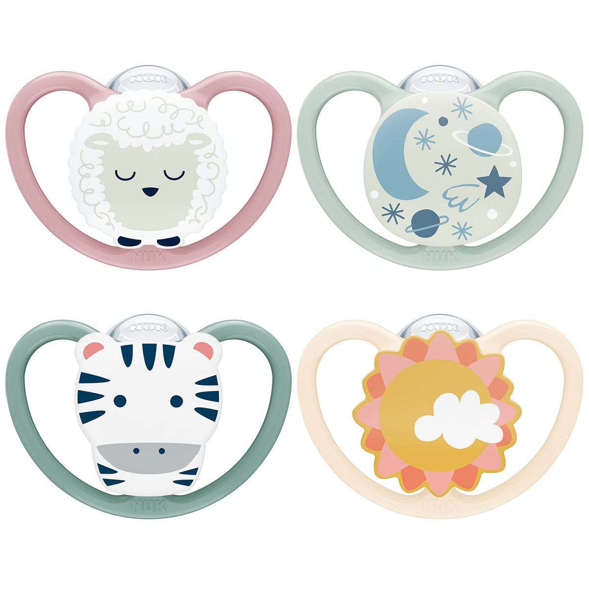 NUK Perfect Match Air Baby Dummies | 6-18 Months | Orthodontic Soothers that Promote Air Flow & Prevent Drool Rash | 95% Baby Acceptance** | Assorted | 4 Count