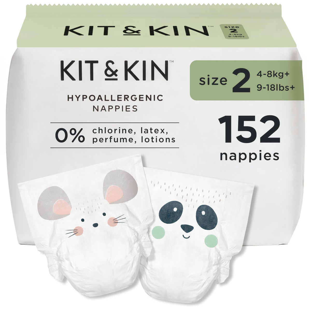 Kit & Kin Premium Baby Nappies Size 4 | 9-14 kgs / 20-31 lbs | Pack of 256 Nappies | Plant-Based Materials On Baby's Skin | Hypoallergenic | Superior up to 12 Hour Leak Protection