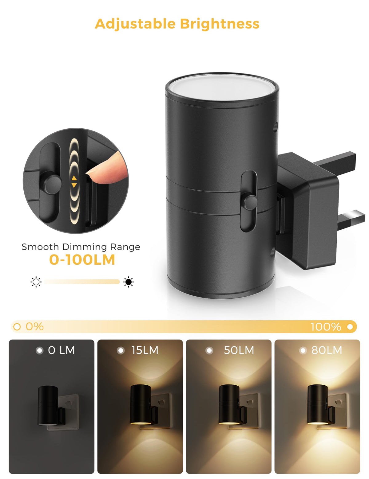 LOHAS-LED Plug in Night Light,Dimmable Nightlight 100LM,Dusk to Dawn Sensor