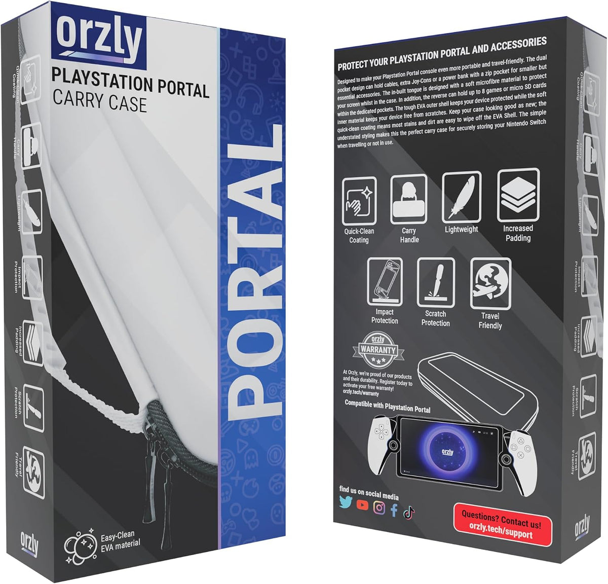 Carry Case designed for Playstation Portal remote player for PS5 Console holds accessories and offers Travel and Storage Protection for headset charger headset & more - Black/White - Gift box edition