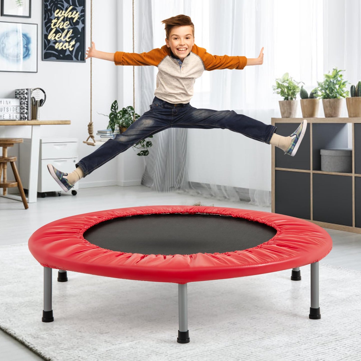 COSTWAY 38" Foldable Mini Fitness Trampoline with Carry Bag — Max 150 kg