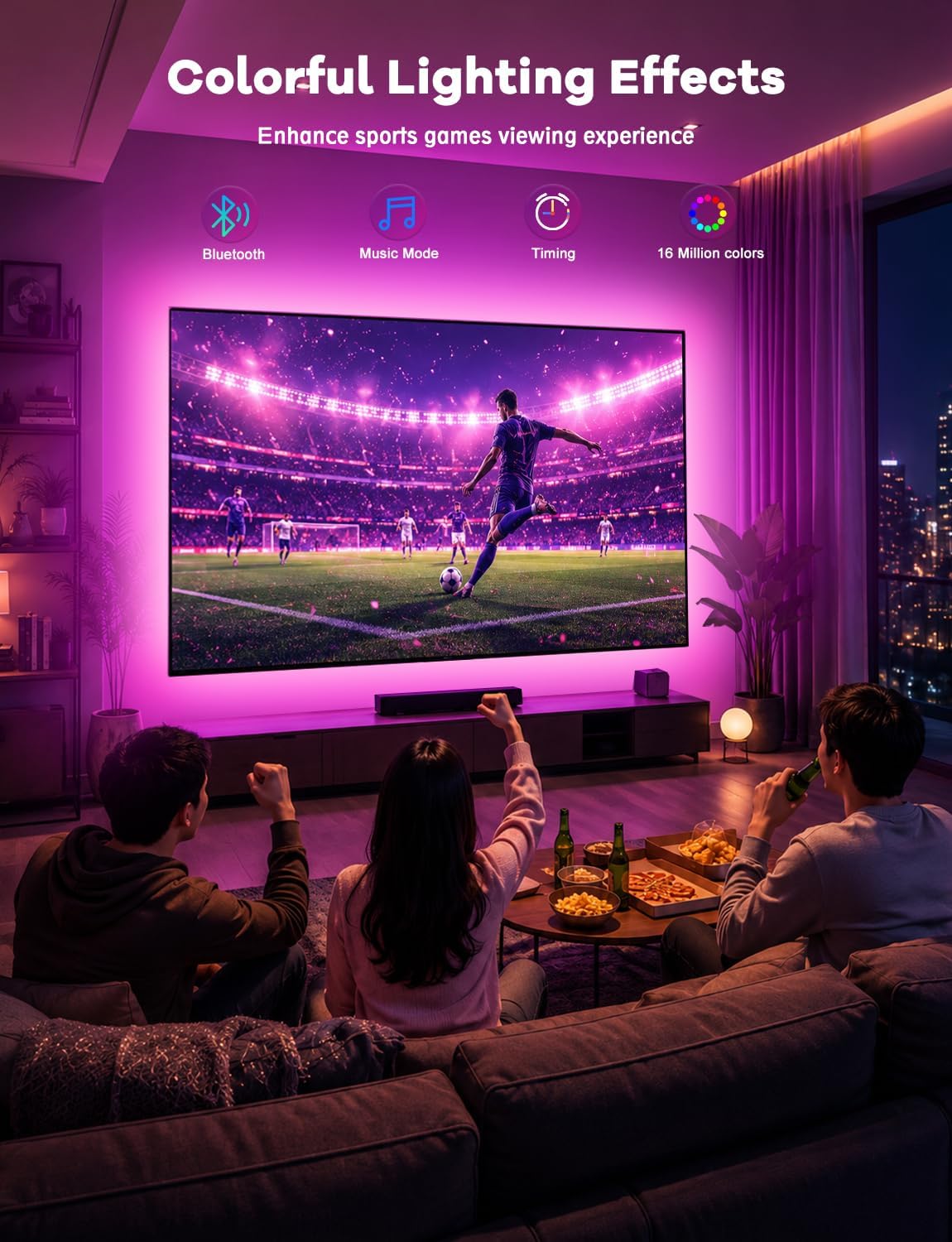 MATICOD TV LED Lights, 4M TV Lights for 45-60in TVs, Music Sync RGB TV Backlight USB LED Strip Lights with Remote and App Control for Christmas Decorations
