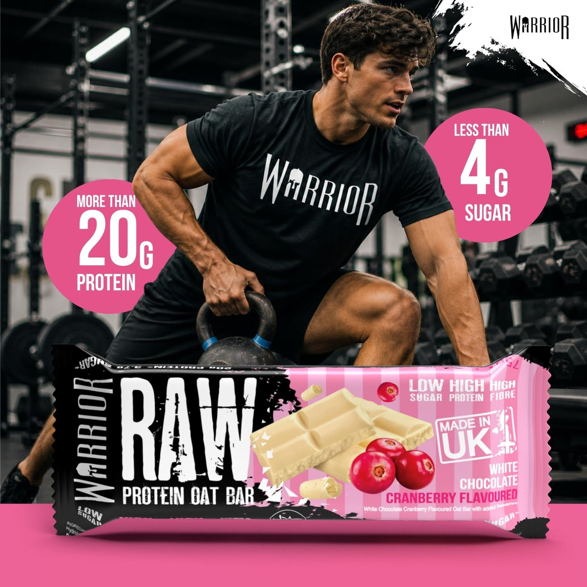 Warrior RAW Protein Bars 12 x 75g High Protein Oat Flapjack Snack