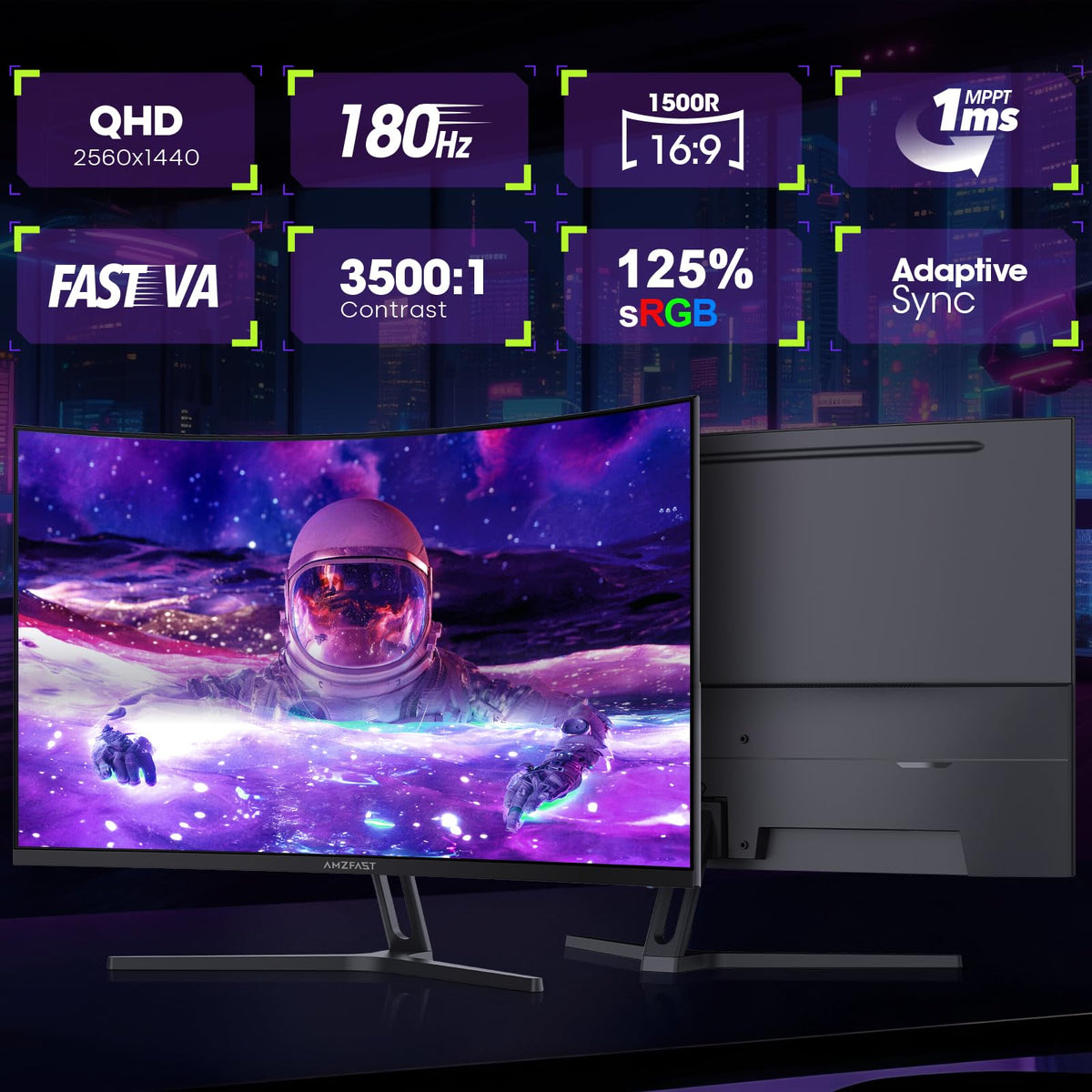 Amzfast 24 Inch 200Hz Gaming Monitor, FHD 1080P Fast IPS, 1ms MPRT, Adaptive Sync, AI-Crosshair, 110% sRGB, HDR, Low Blue Light, HDMI2.0&DP1.4, VESA75x75mm for PC Desktop Laptop PS5 Xbox, G24X1W