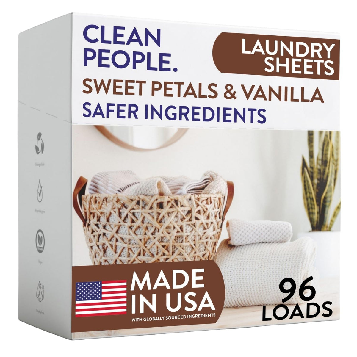 Clean People Laundry Detergent Sheets - Recyclable Packaging, Hypoallergenic, Stain Fighting - Ultra Concentrated, Laundry Soap - Fresh Scent, 32 Pack