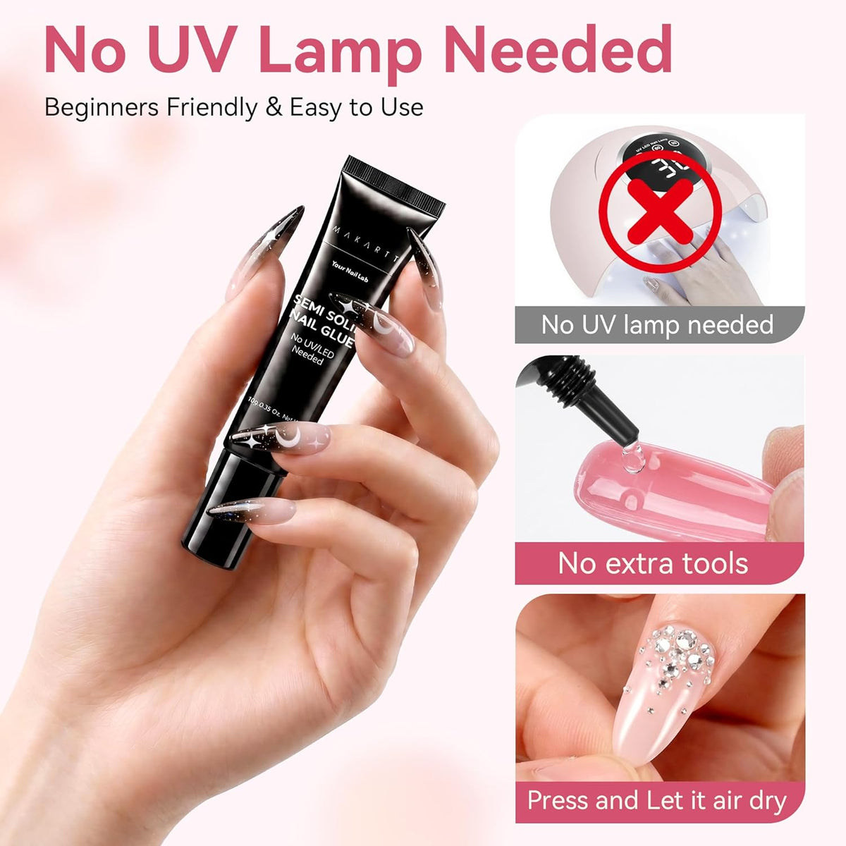 Makartt Nail Glue Extra Strong, New Super Semi Solid for Press-On Nails