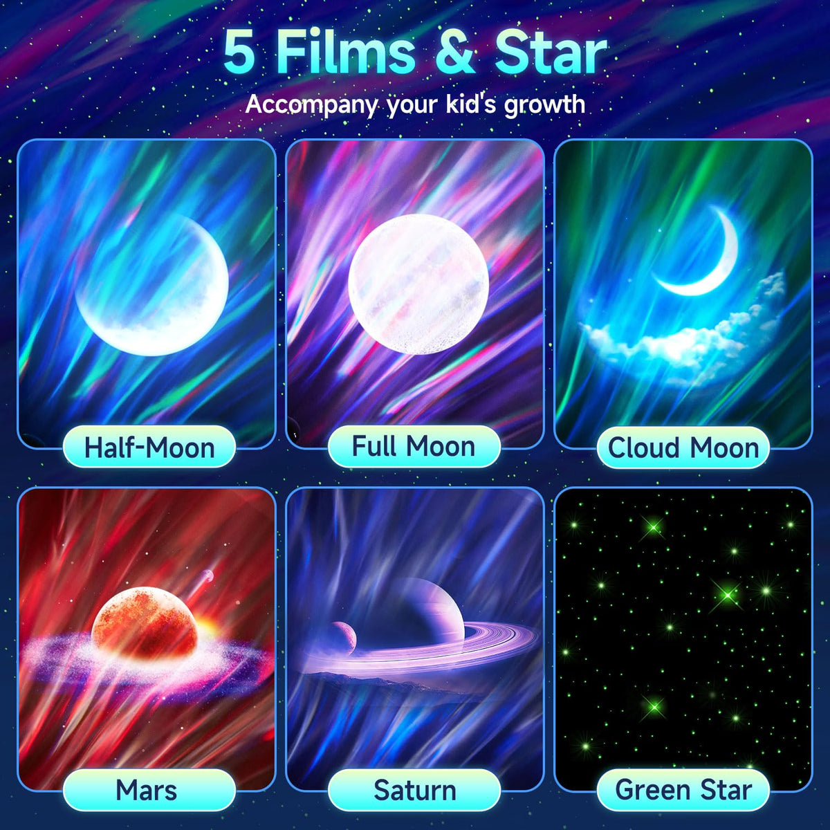 OneFire Galaxy Projector 16 Color Teenage Girl Gifts 5 Films Star Projector