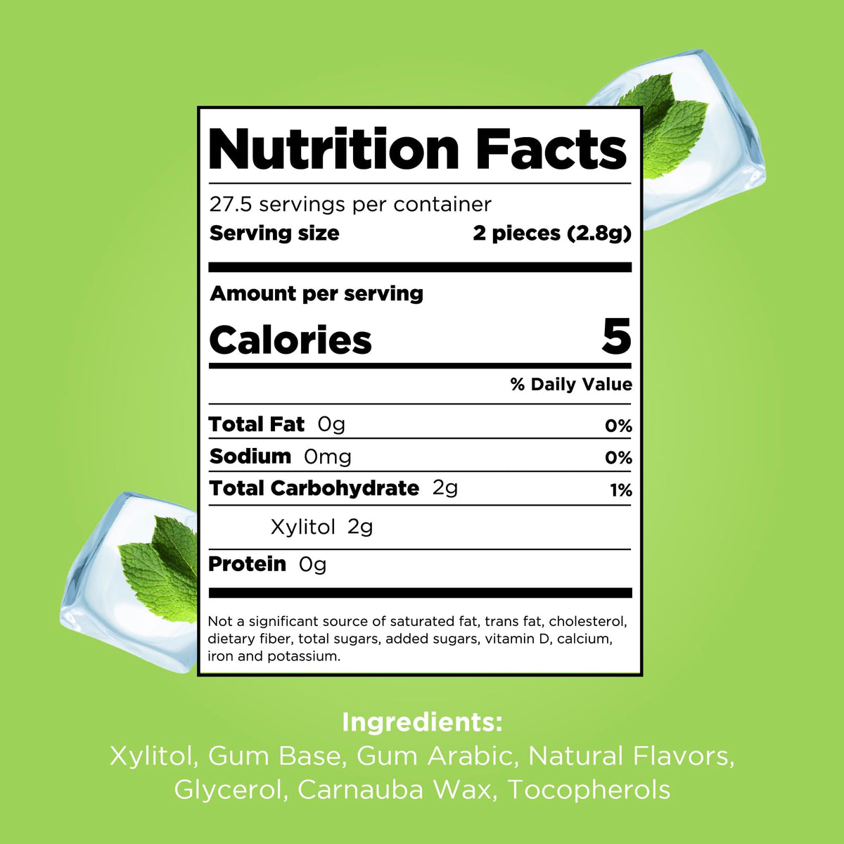 PUR Gum, Spearmint, Xylitol Gum, No Artificial flavour, 55 Count