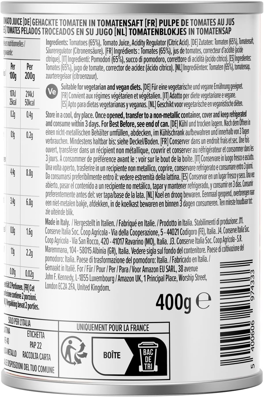 by Amazon Italian Chopped Tomatoes, 400g