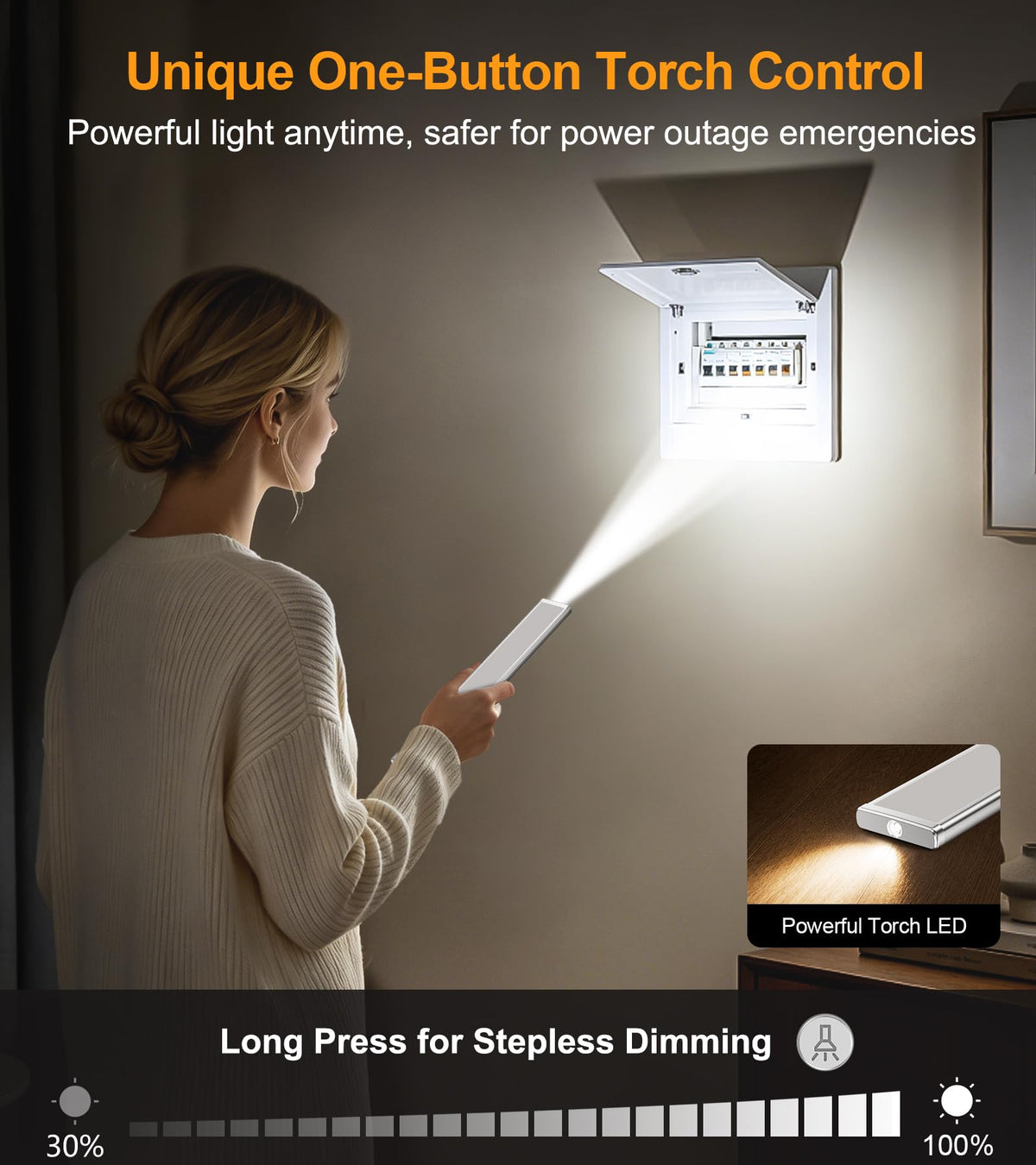 Gritin 2026 Gen 2 Under Cabinet Kitchen Lights Rechargeable with Torch Mode
