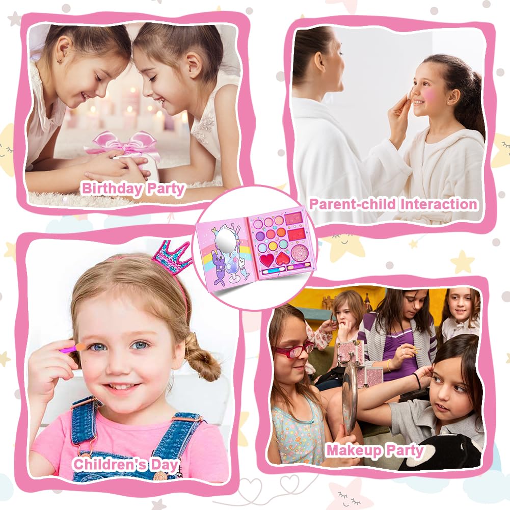 Aomig 14 Colors Kids Makeup Sets for Girls, Washable Children's Make Up Kit with Mirror, Non-Toxic Cosmetic Beauty Set Gift for Kids, Princess Pretend Play Games Toys Birthday