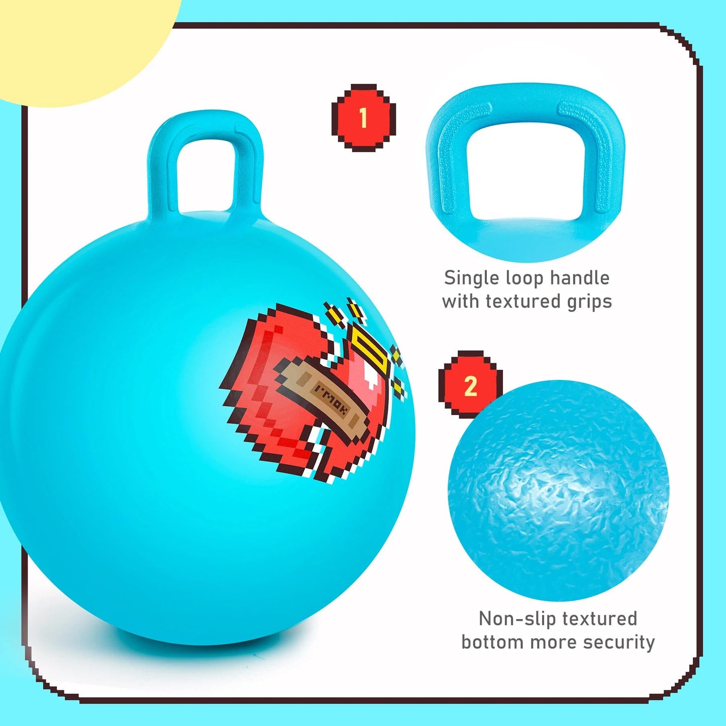 Vastoy 20 Inch Space Hopper Ball for Kids 6-9 Years - Anti-Slip Space Hopper with Hand Pump, Bouncy Inflatable Ride On Toy for Indoor Outdoor Fun, for Children (Blue Eyes)