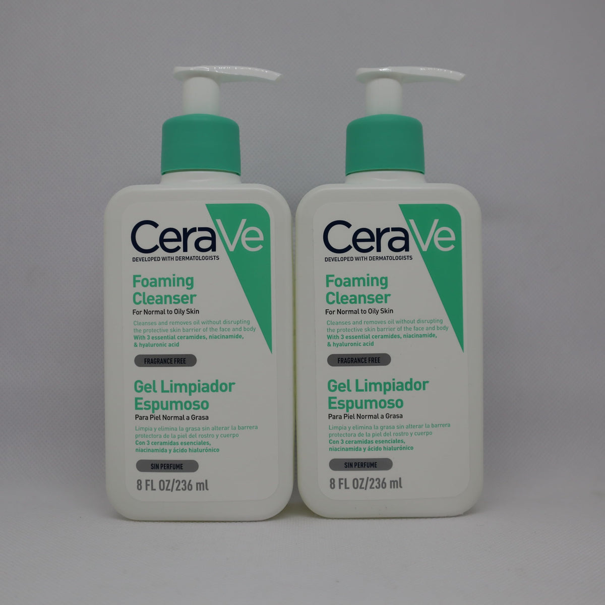 CeraVe Foaming Cleanser for Normal to Oily Skin with Niacinamide & 3 Essential Ceramides, Developed with Dermatologists, Gently Cleanses & Removes Excess Oil, Fragrance-Free