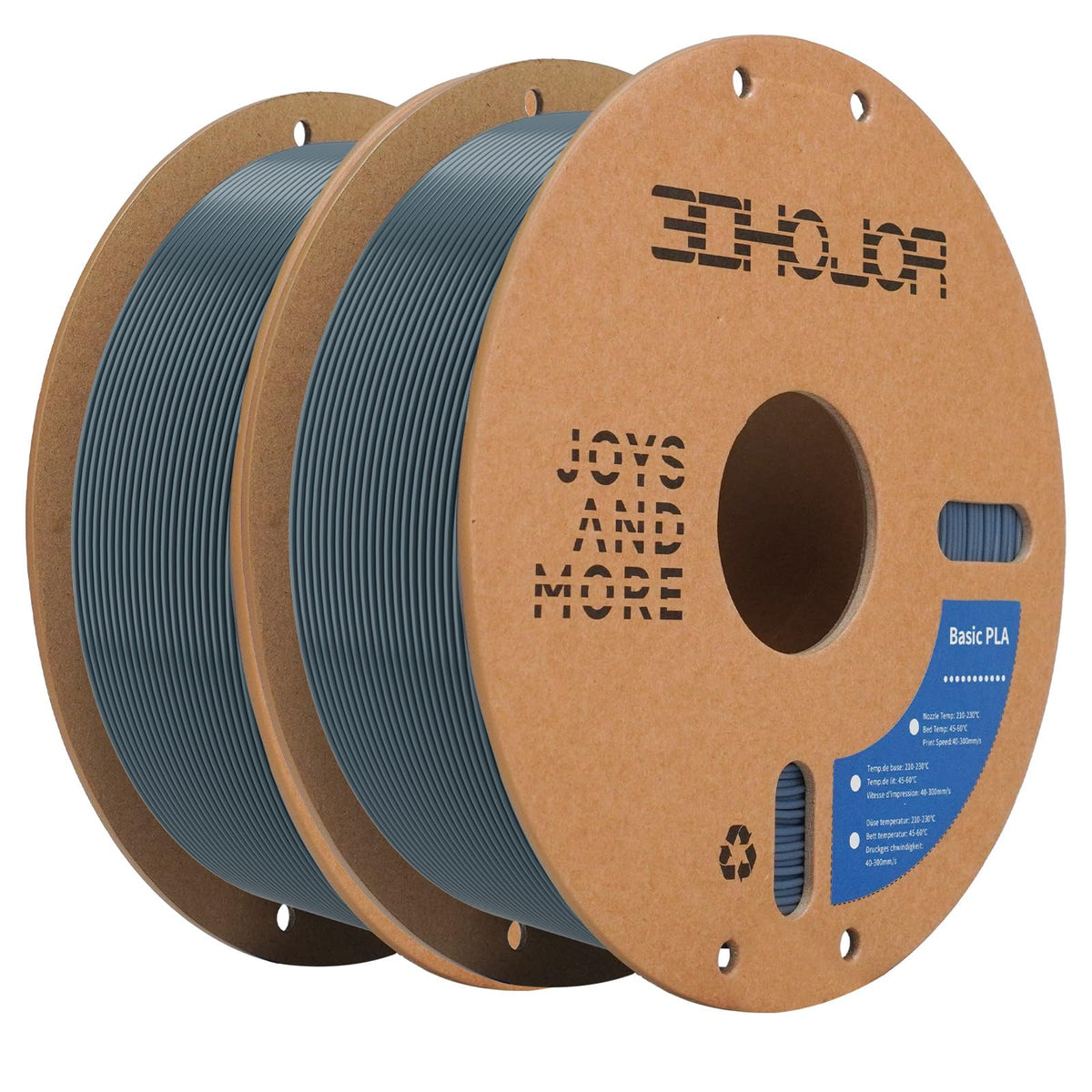 3DHoJor Basic PETG Filament 1.75mm 1kg*2 Bundle for 3D Printers-2Pack Black