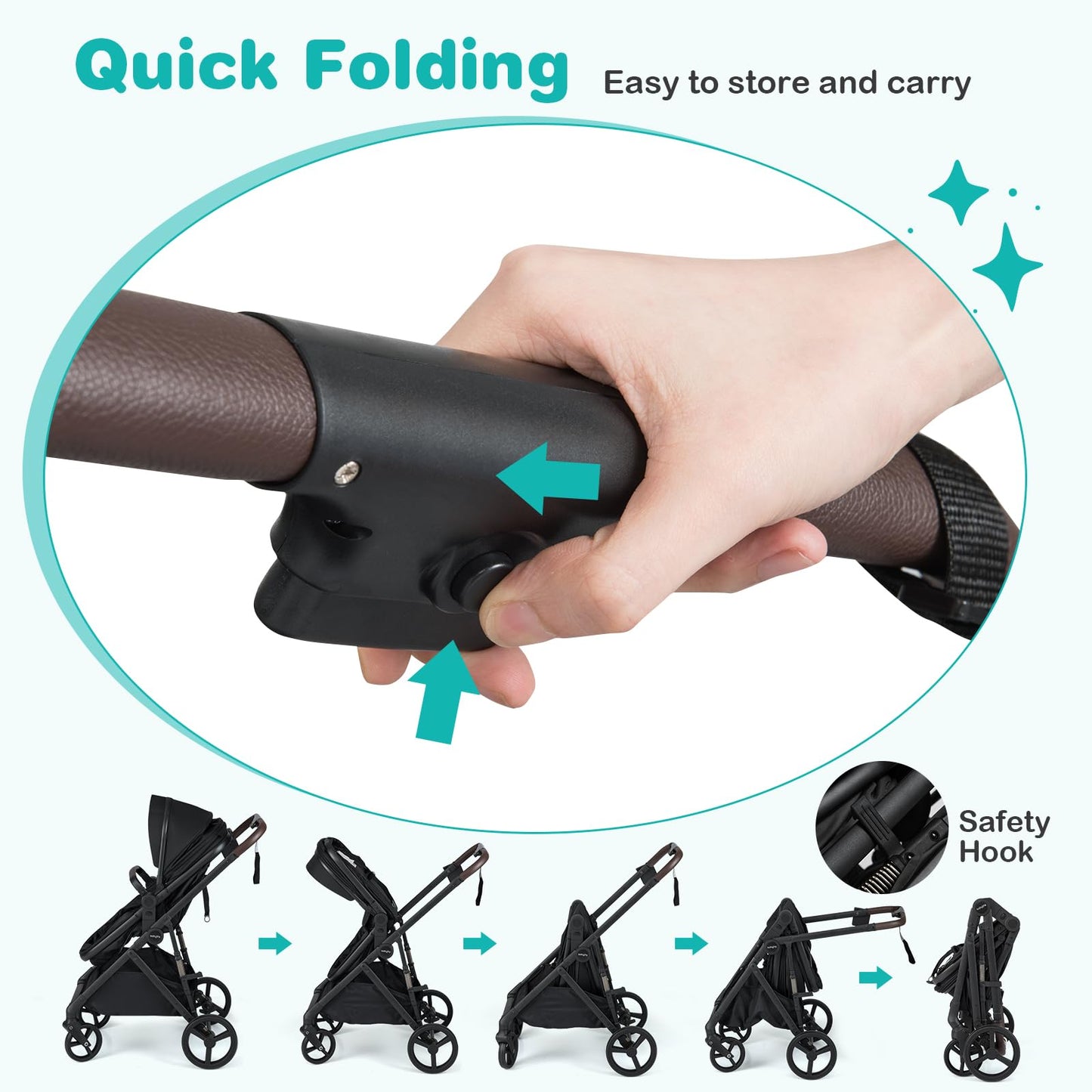 COSTWAY 3 in 1 Baby Stroller, Foldable Travel System Pram with Reversible Seat, Adjustable Canopy & Backrest, Mesh Net, Storage Basket, Lightweight Infant Newborn Pushchair for 0-36 Months (Grey)