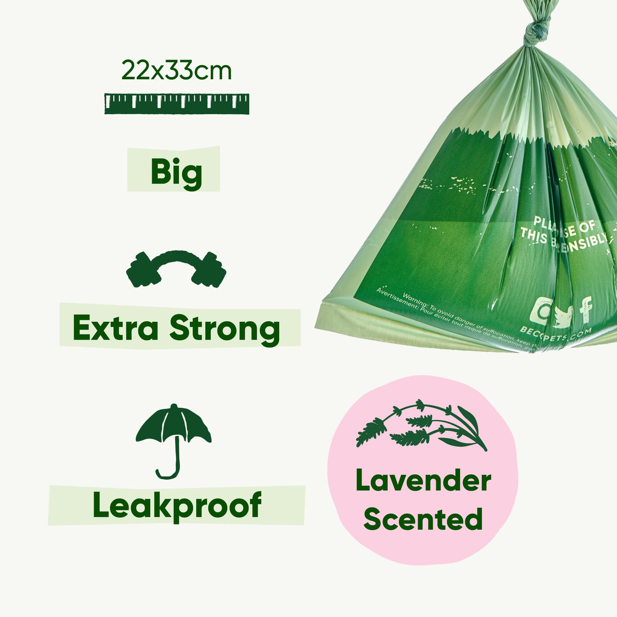 Beco Dog Poo Bags, 94% Recycled Plastic, Unscented Refill Rolls, 270 Bags