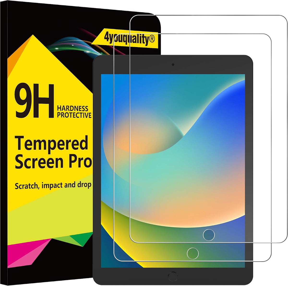4youquality 2-Pack for iPad 9th, 8th & 7th Generation Screen Protector