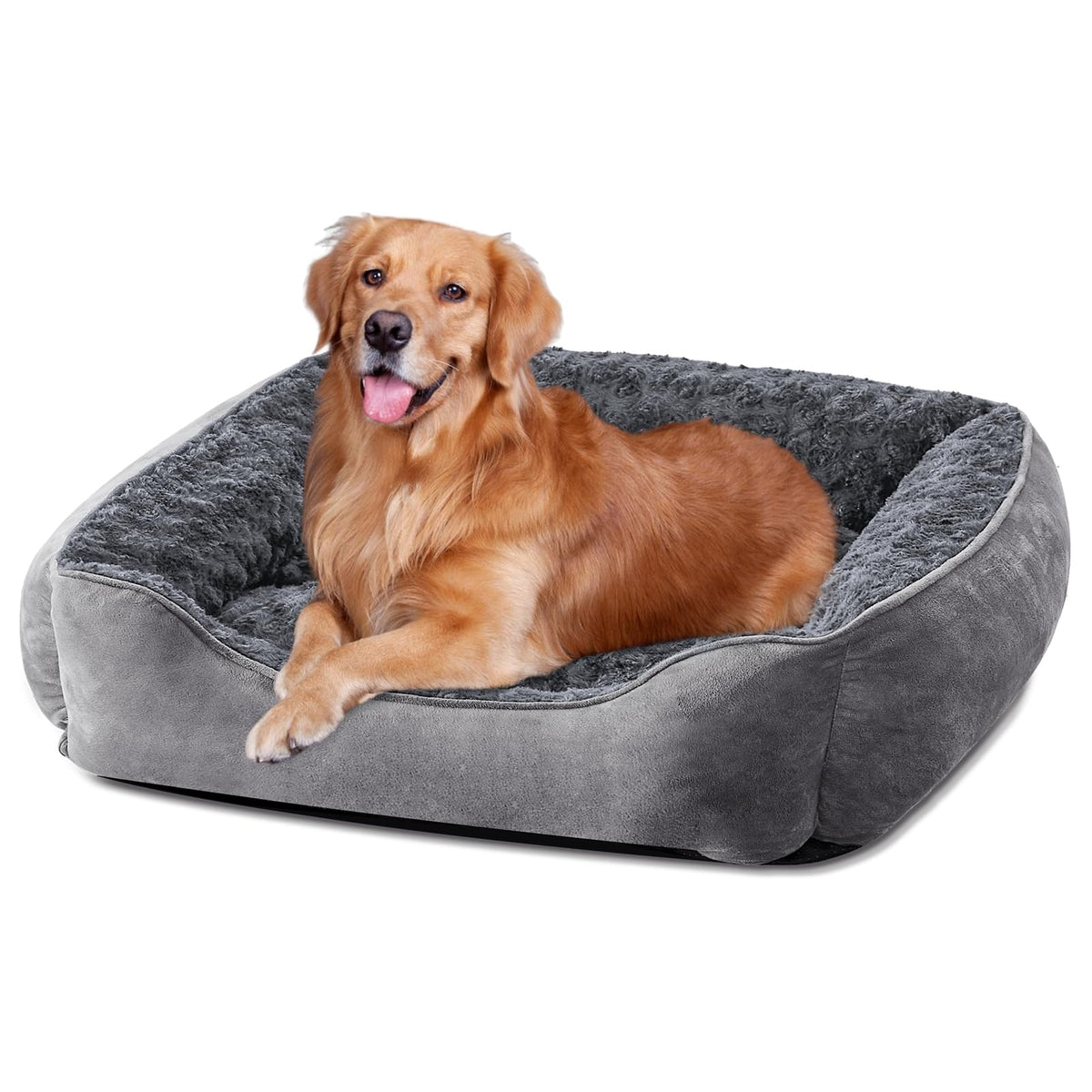 JOEJOY Dog Bed Medium - Washable Rectangle Dog Beds, Anti-Anxiety, Soft Plush Non-Slip Bottom Pet Bed - Small | Medium | Large Size Mattress Mat, Grey