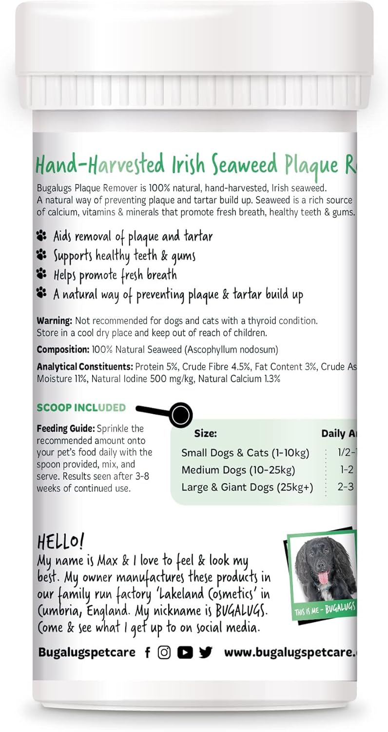 BUGALUGS Plaque Off Remover for Dog 70g Teeth & Bad Breath 100% Natural | Plaque Off Dogs No Need for Dog Toothbrush or Dog Toothpaste | Remove Dog Bad Breath & Plaque Remover for Dogs & Cats