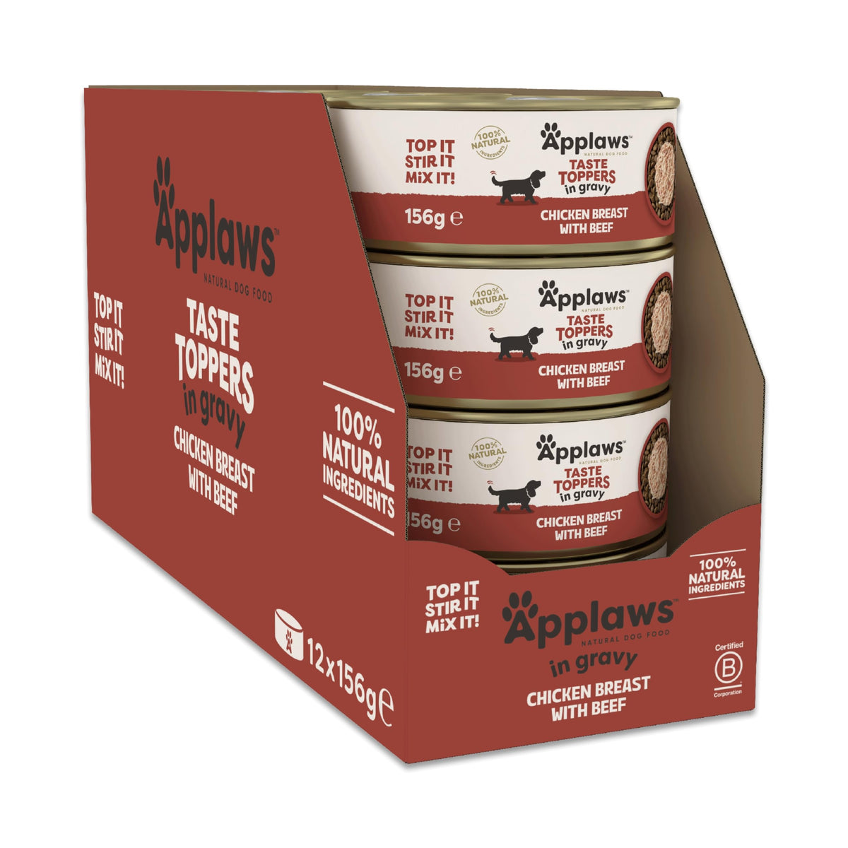 Applaws Natural Wet Dog Food Topper, Chicken Selection in Broth, 8x156g Tin