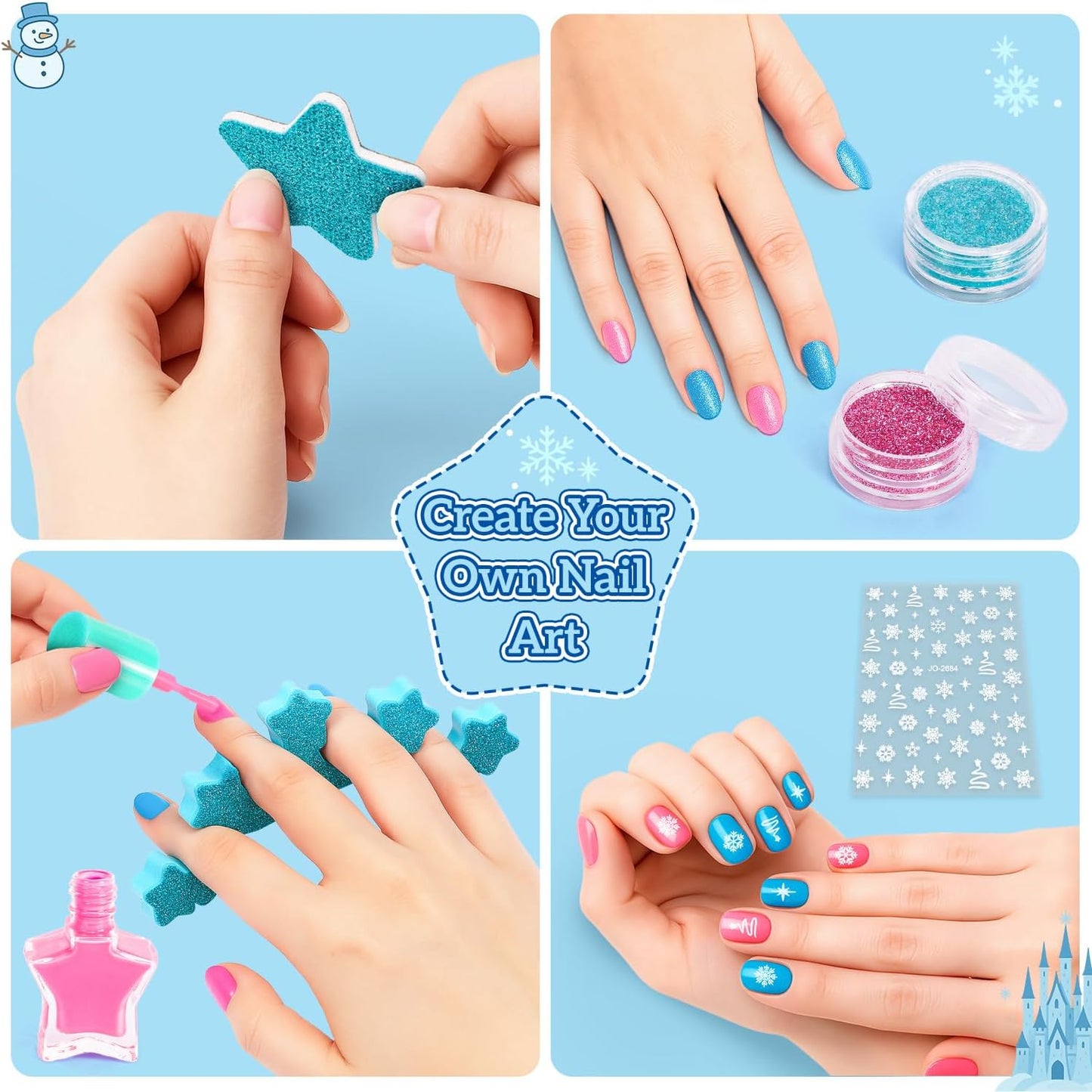 Hohosunlar Kids Makeup Sets for Girls, Washable Makeup Kit Girl Toys, Safe Pretend Play Princess Toys Make Up Set with Water-Base Peel-off Nail Polish Christmas Birthday Gift for Toddlers Ages 4-12