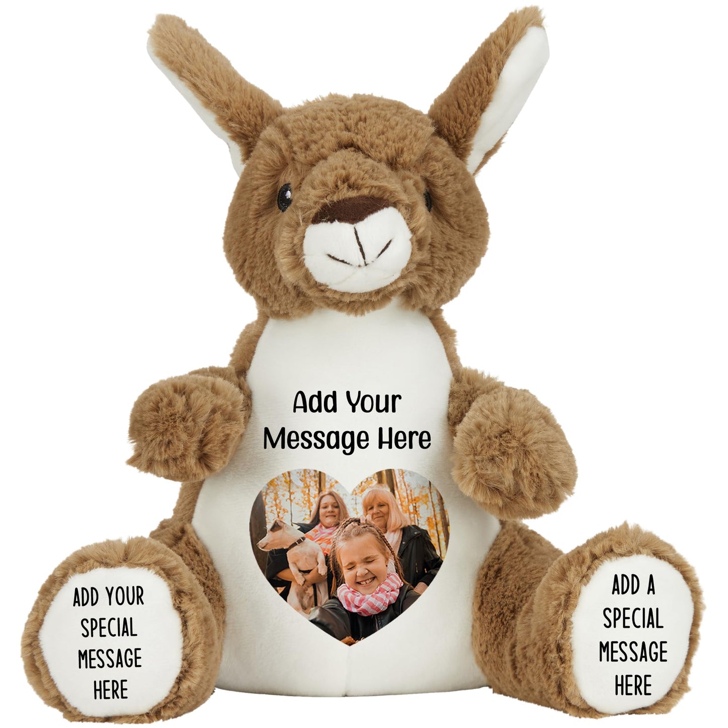 Personalised Photo Teddy Bear – Add Photo on Front & Text on Feet | 28 Styles | Custom Keepsake Gift for Baby, Sympathy, Birthday & More (Brown Teddy Bear)