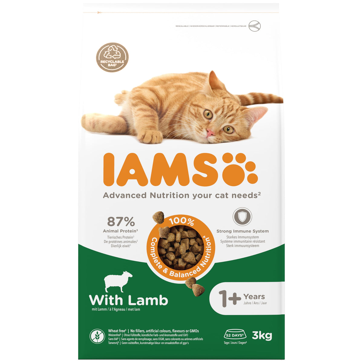 IAMS Adult Complete Dry Cat Food Chicken 3kg - Supports Strong Immune System