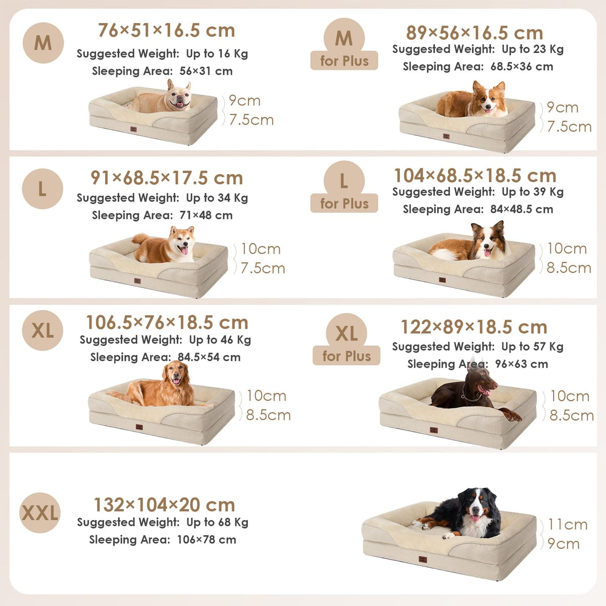 EHEYCIGA Memory Foam Orthopedic Dog Beds Large, 91x68x17cm, Dark Grey