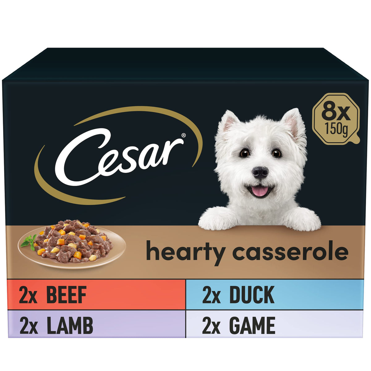 CESAR Pouch Selection in Jelly, Fresh Adult Wet Dog Food Pouches in Delicious Jelly with Succulent Meats and Vegetables, 48 x 100 g