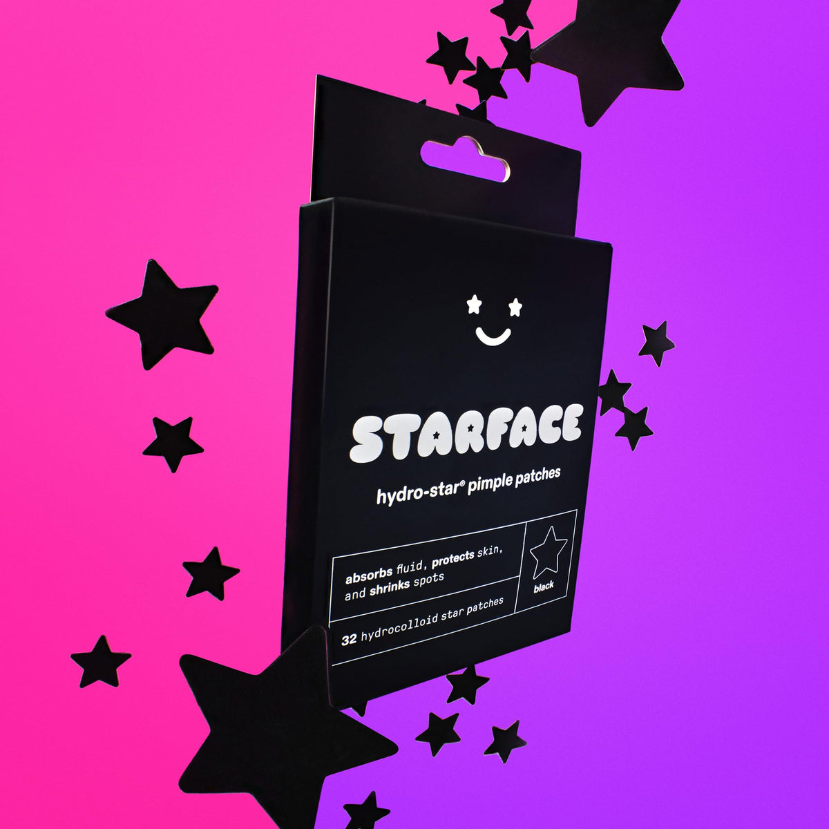 Starface Hydro-Star® Black Hydrocolloid Star-Shaped Pimple Patch, 96 ct