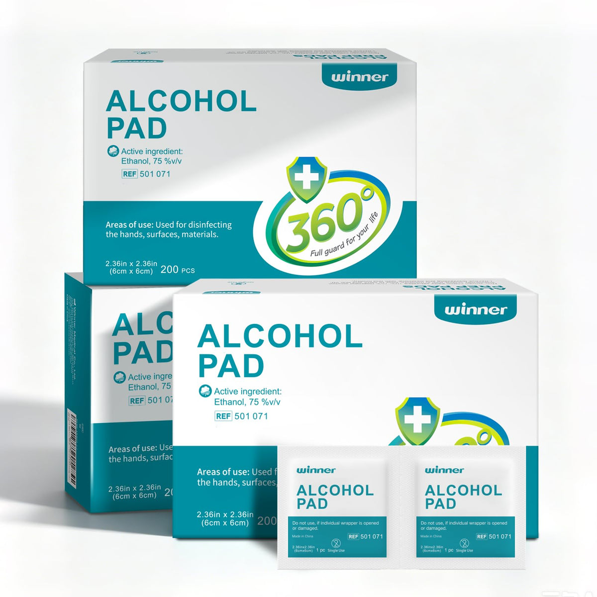 Winner Medical Alcohol Wipes 11cm*15cm, 50 Pcs, 75% Ethanol Hand & Skin Disinfecting Wipes, Individually Wrapped Sterile Alcohol Swabs, 4 Layers of Sterile Alcohol Pre Pads