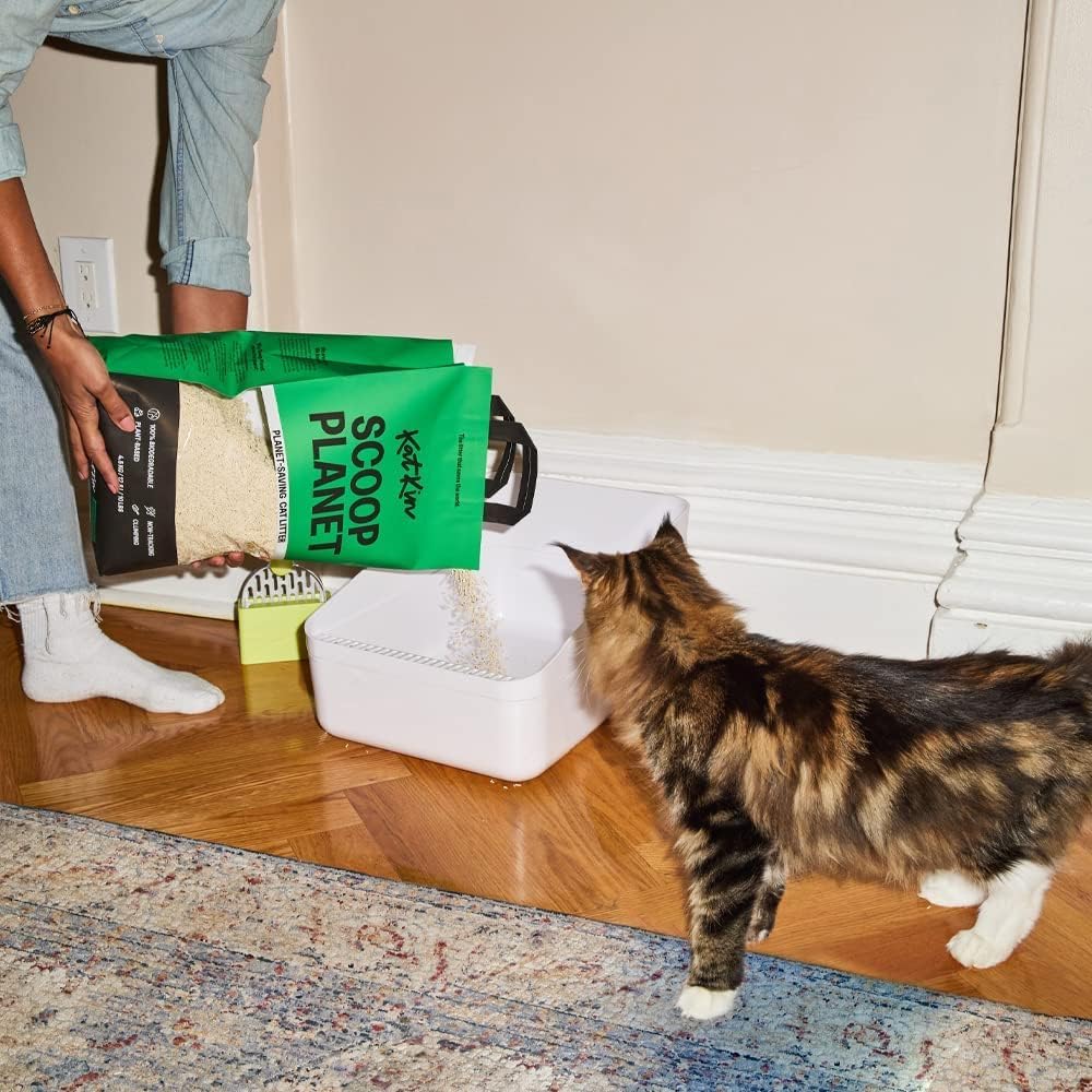 KatKin Scoop Planet Litter (1x4.5kg/12.8L bag): Plant-Based, 100% Biodegradable, Non-Tracking, Clumping Cat Litter Made With Non-Toxic, Eco-Friendly Pea fibre & Millet
