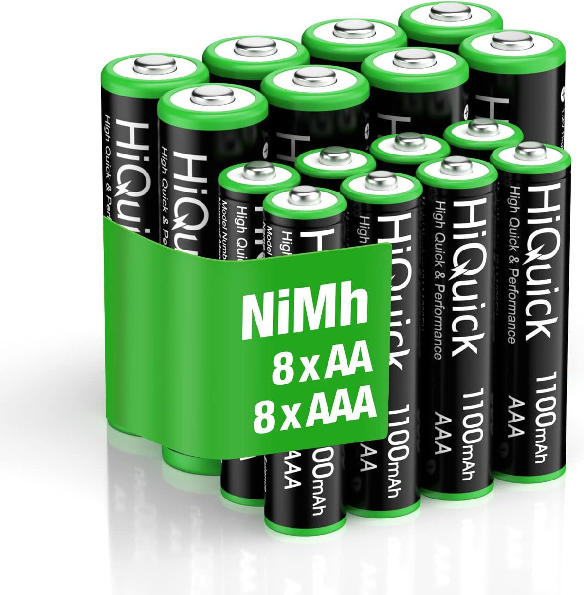 HiQuick 16 Pack AA AAA Rechargeable NiMH Batteries Set,1200 Cycles