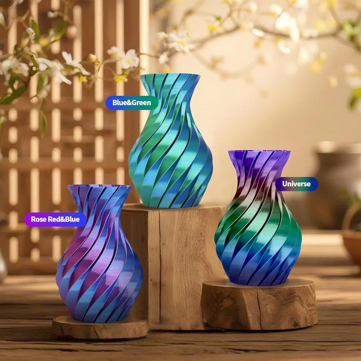 YOUSU 3D Printer Filament Bundle,Glow in The Dark Filament Multicolor,PLA Filament 1.75 mm,Green, Blue,Purple and Rainbow Accuracy +/- 0.03 mm,250g X 4 Pack