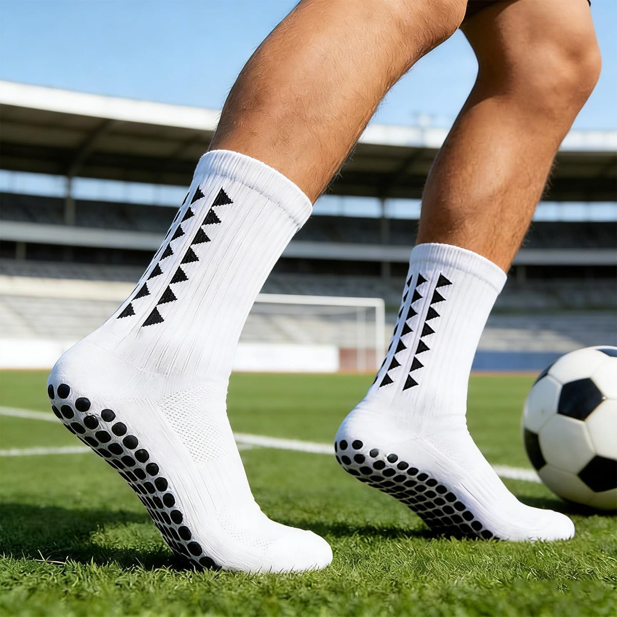 3 Pairs Non Slip Football Socks, Football Grip Socks for Men, Soccer Socks with Rubber Dots for Yoga Running Hiking