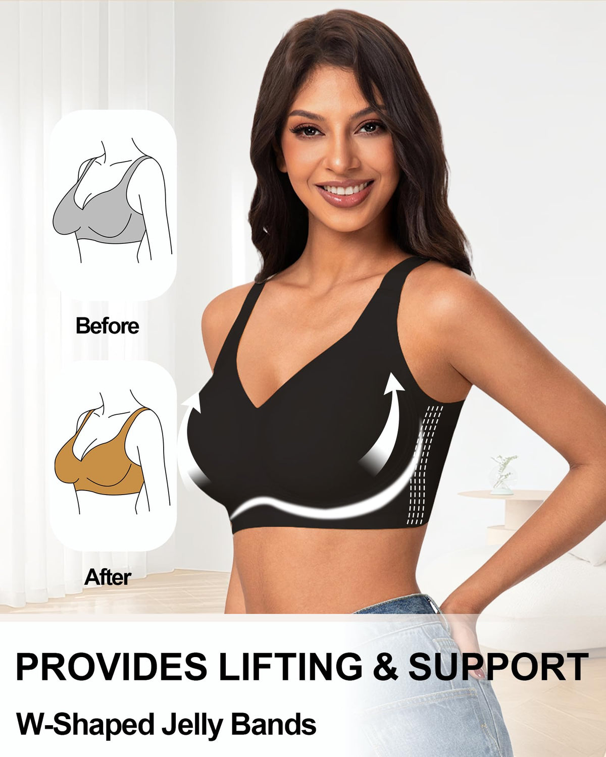 HOWIN Jelly Bras for Women Non Wired Seamless Gel Plus Size Push Up Bras