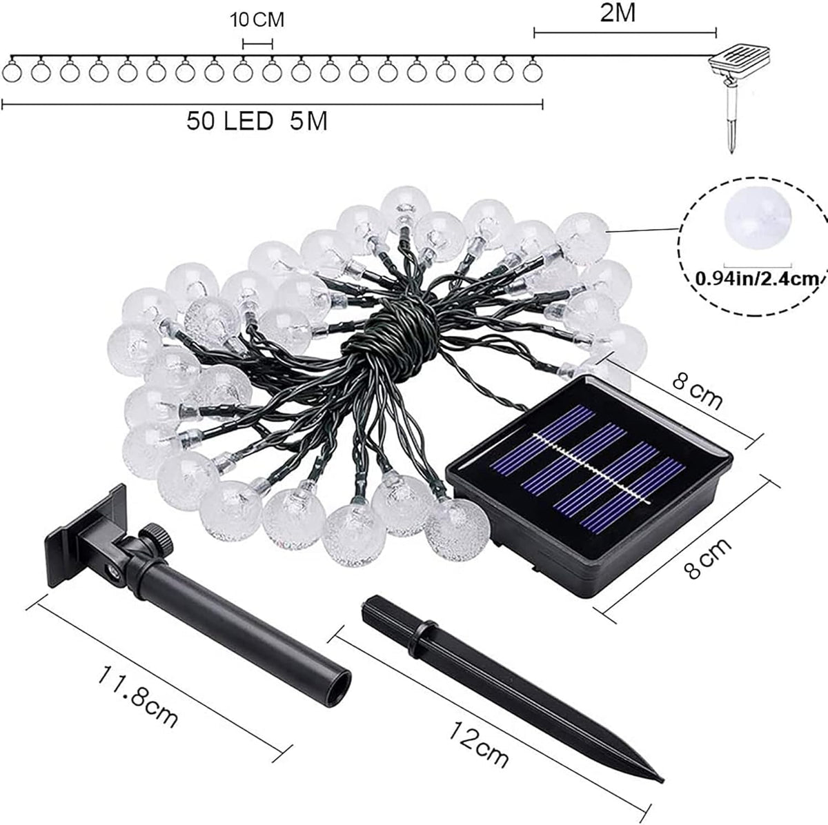 Lezonic Solar String Lights Outdoor, 50LED 7M/23Ft Solar Fairy Lights