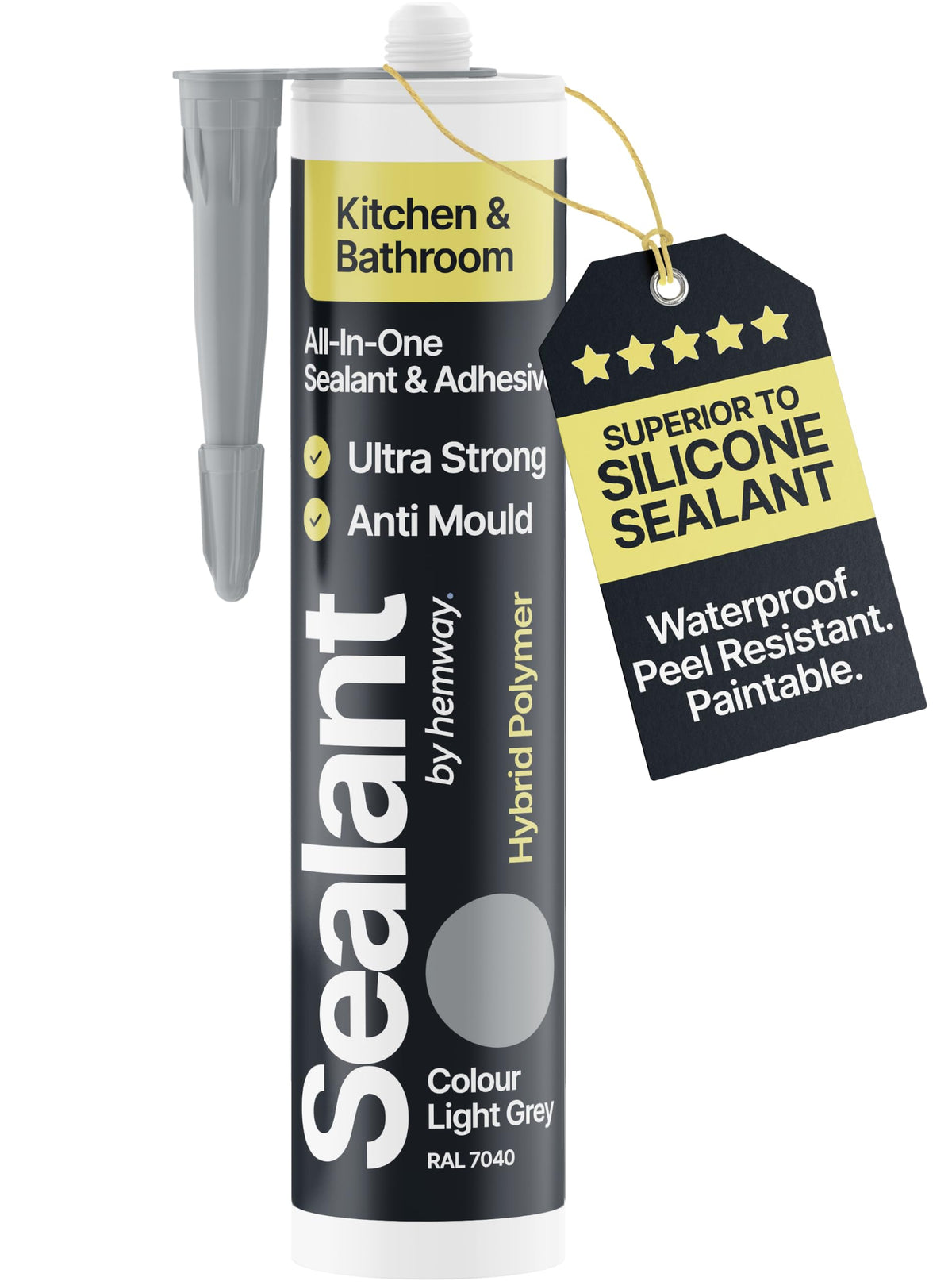 Hemway Kitchen & Bathroom Crystal Clear Sealant & Adhesive 300ml 3 Pack